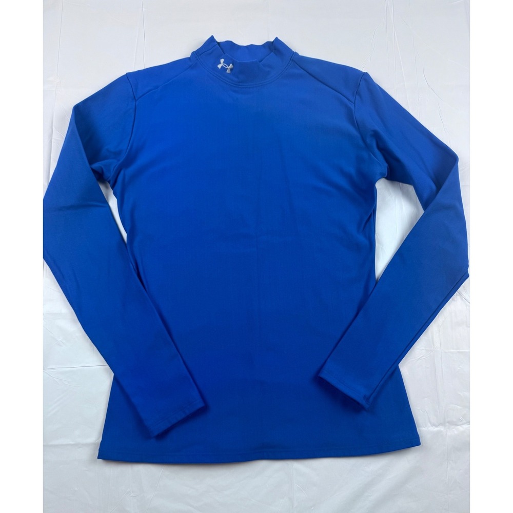 Under Armour ColdGear Mock Neck Compression Shirt Royal Blue Large LG Base Layer